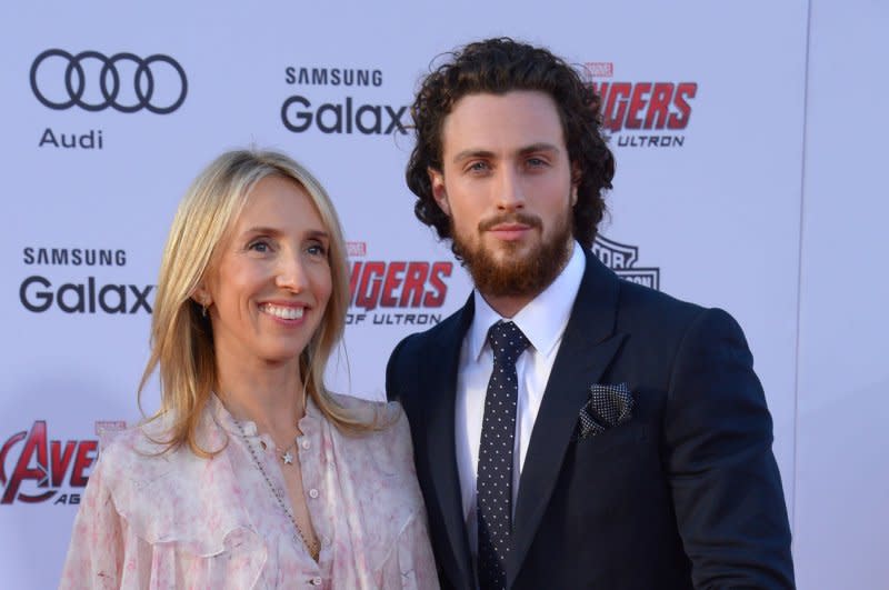 Aaron Taylor-Johnson (R) and Sam Taylor-Johnson attend the Los Angeles premiere of "Avengers: Age of Ultron" in 2015. File Photo by Jim Ruymen/UPI