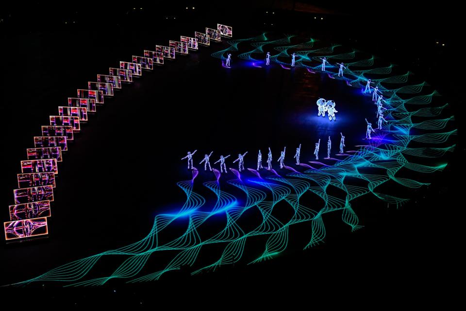 <p>Entertainers perform during the Beijing segment during the Closing Ceremony of the PyeongChang 2018 Winter Olympic Games at PyeongChang Olympic Stadium on February 25, 2018 in Pyeongchang-gun, South Korea. (Photo by David Ramos/Getty Images) </p>