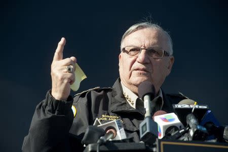 Maricopa County Sheriff Joe Arpaio announces newly launched program aimed at providing security around schools in Anthem, Arizona, January 9, 2013. REUTERS/Laura Segall/File photo