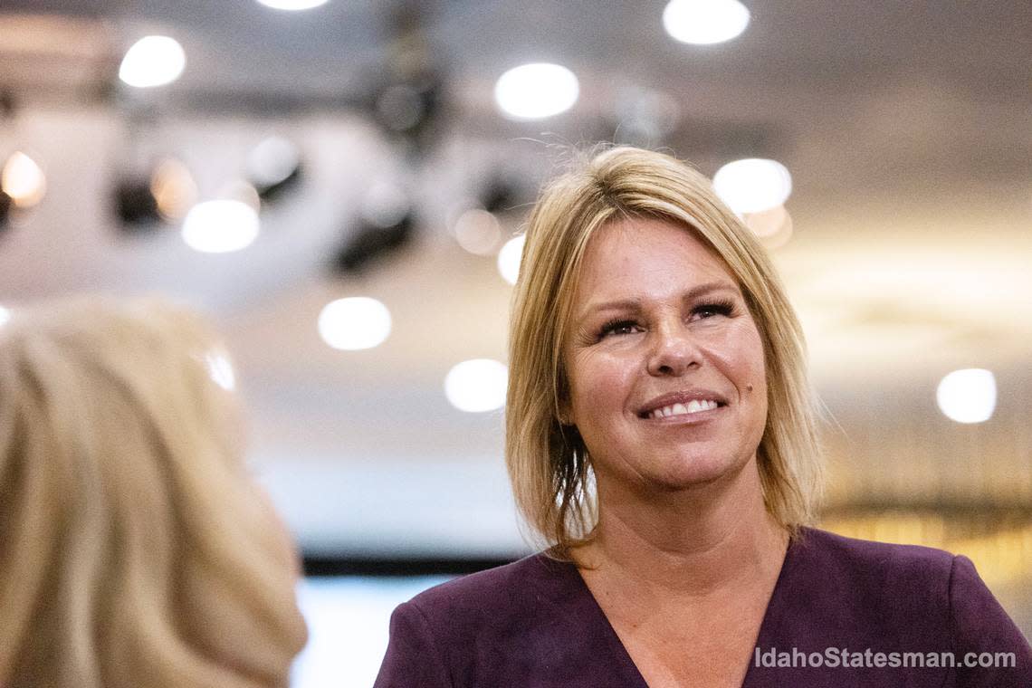 State superintendent’ candidate Republican Debbie Critchfield attends a watch party for Idaho Republican candidates at the Grove Hotel in Boise on Nov. 8, 2022.