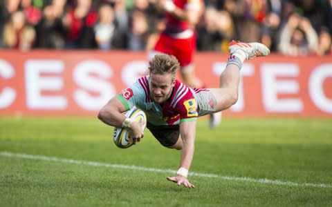 Charlie Walker scores Quins' fifth try - Credit: Getty images