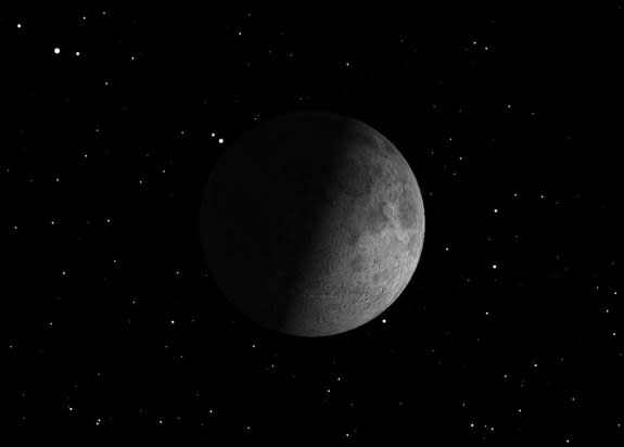 Sunday, Nov. 10, 12:57 a.m. EST. The First Quarter Moon rises around 2:00 p.m. and sets around 12:40 a.m. It dominates the evening sky.