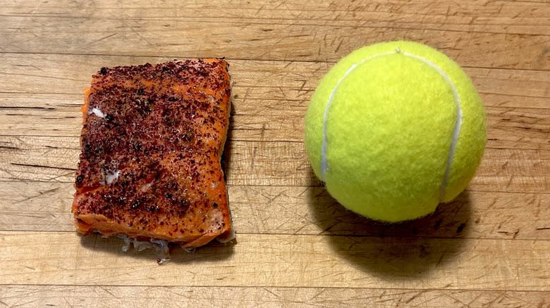 Salmon and tennis ball