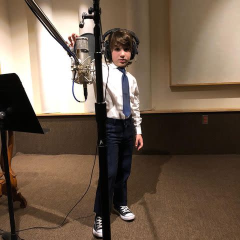 <p>Gloria Estefan Instagram</p> Gloria and Emilio Estefan's grandson Sasha Estefan-Coppola in the recording studio.