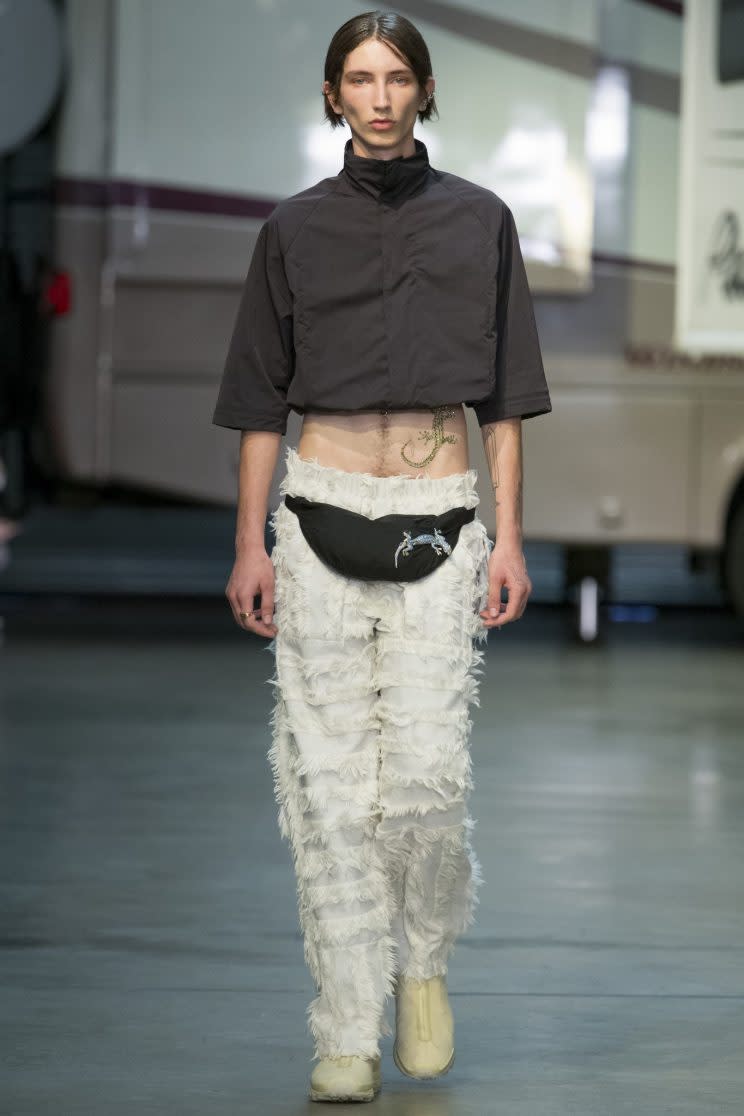 <i>London Fashion Week Men’s designers have deemed crop tops a bonafide trend [Photo: Cottweiler]</i>