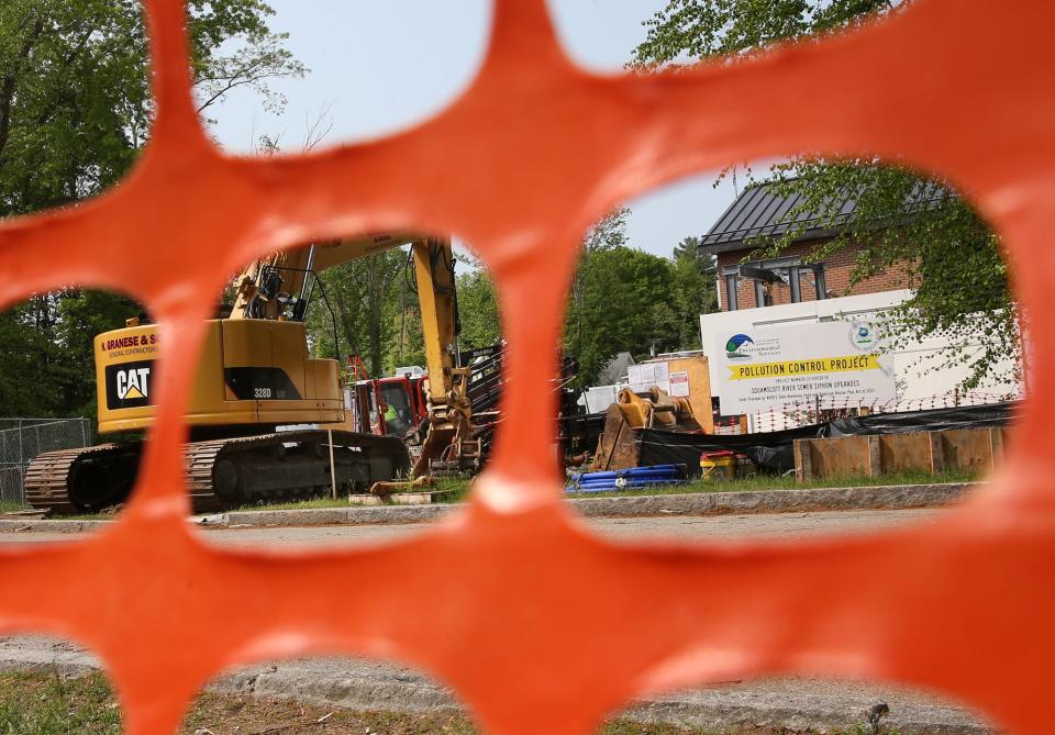 The work continues on the sewer project near the Squamscott River in Swasey Parkway in Exeter May 24, 2023.