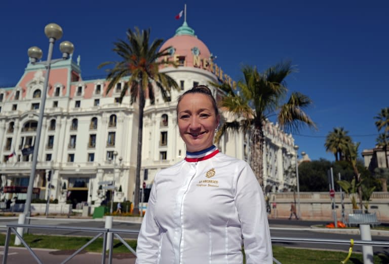 Virginie Basselot, cheffe du restaurant gastronomique "Chanteclerc" de l'Hôtel "Le Negresco", le 12 mars 2024 à Nice (Valery HACHE)