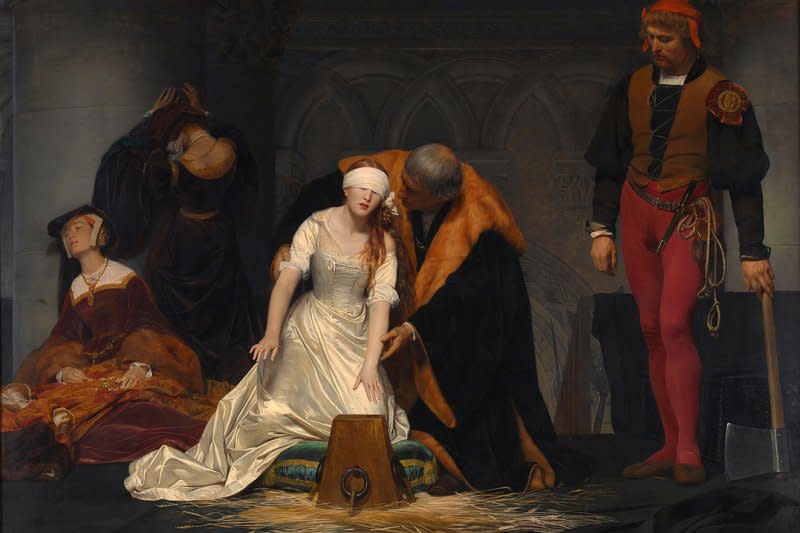 1833年，法國畫家保羅．德拉洛什（ Paul Delaroche）所繪的《珍．葛雷的死刑》（The Execution of Lady Jane Grey）（取自Wikipedia/Public Domain）