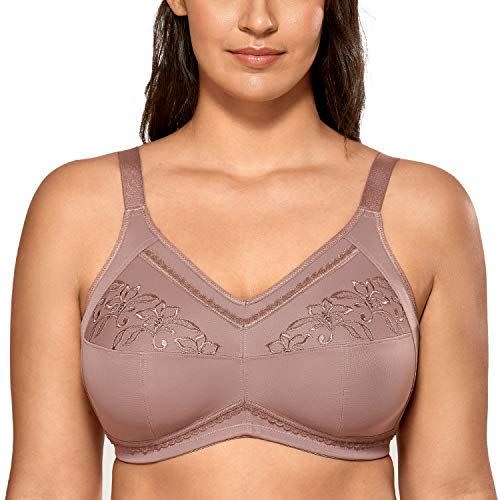 3) DELIMIRA Wireless Full Coverage Bras Cotton Mastectomy Pocket Bra Mochaccino 44F