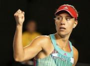 Germany's Angelique Kerber reacts during her final match against Serena Williams of the U.S. at the Australian Open tennis tournament at Melbourne Park, Australia, January 30, 2016. REUTERS/Issei Kato