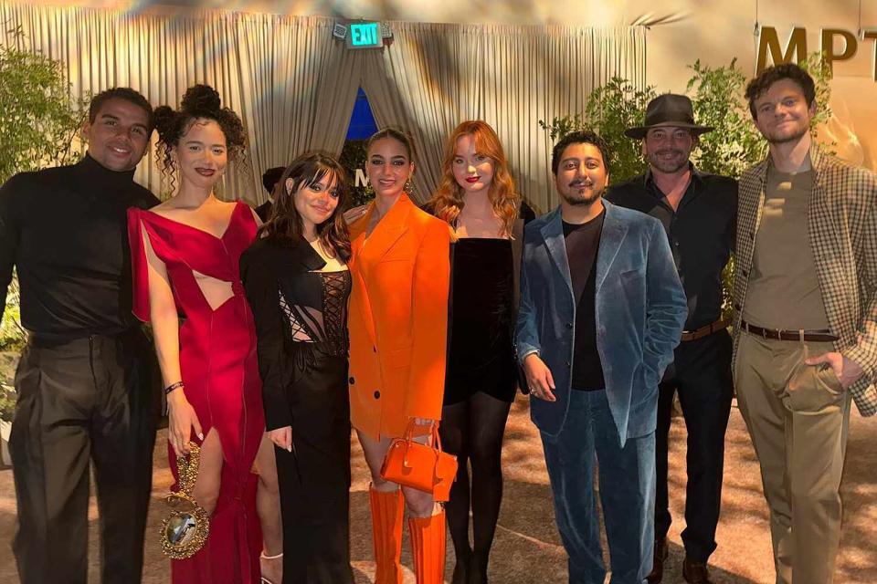 <p>Melissa Barrera/Instagram</p> From left: Mason Gooding, Jasmin Savoy Brown, Jenna Ortega, Melissa Barrera, Liana Liberato, Tony Revolori, Skeet Ulrich and Jack Quaid