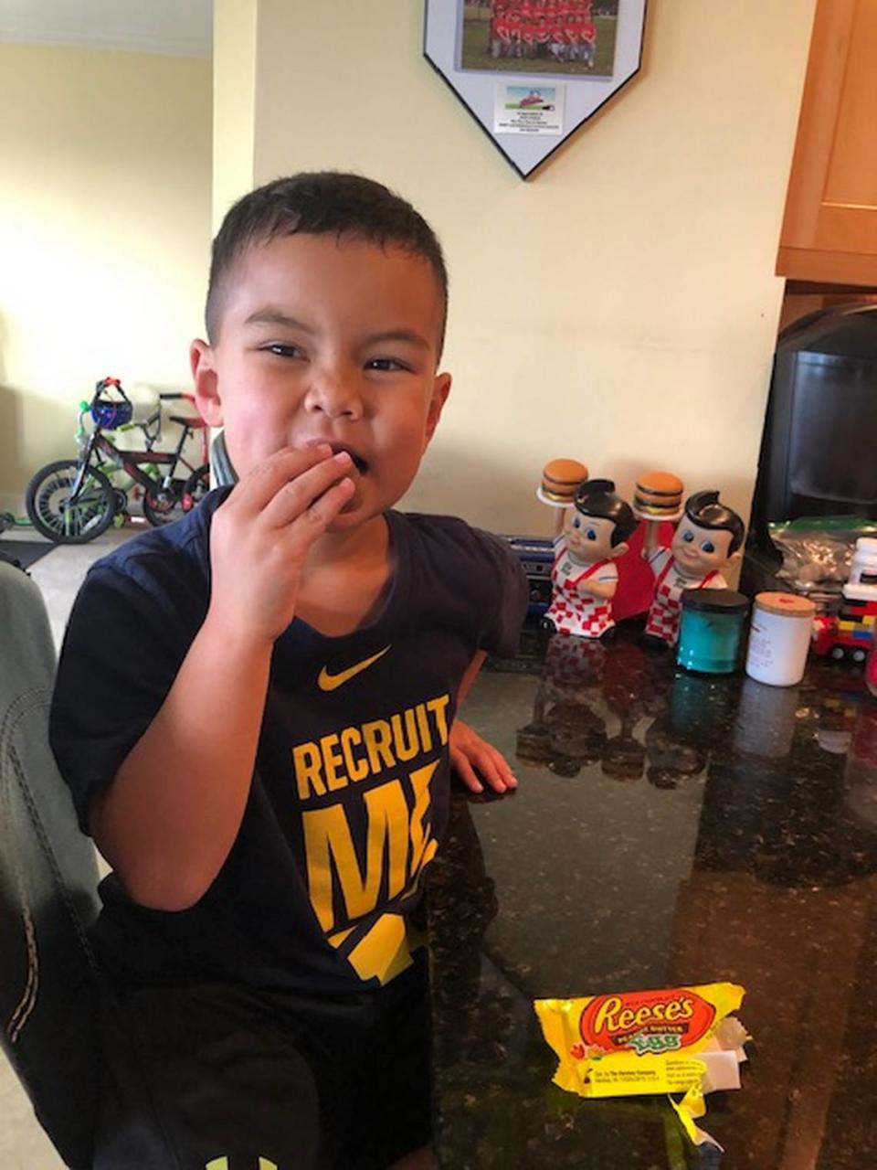 After treatment at Joe DiMaggio Children’s Hospital for his peanut allergy, Enzo A. Martinez was able to enjoy a peanut butter egg at Easter.