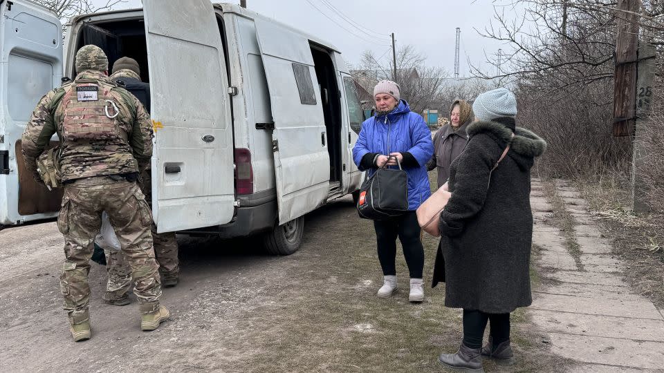 Residents of the eastern Ukrainian village of Zhelanie being evacuated due to ongoing shelling. - Anna Maja Rappard/CNN