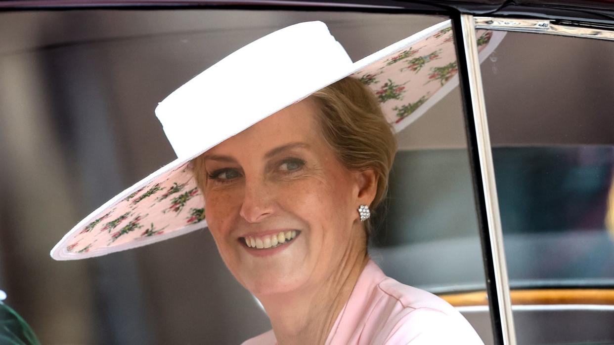 Sophie, Duchess of Edinburgh departs the Thistle Service at St Giles Cathedral on July 03, 2024 in Edinburgh, Scotland.