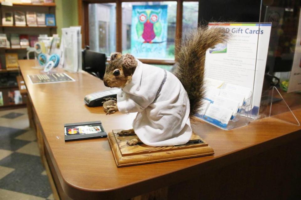 Staff members at Ernie Miller Nature Center got in the spirit for their May the Forest “Star Wars” event, decorating this taxidermied squirrel like Princess Leia.