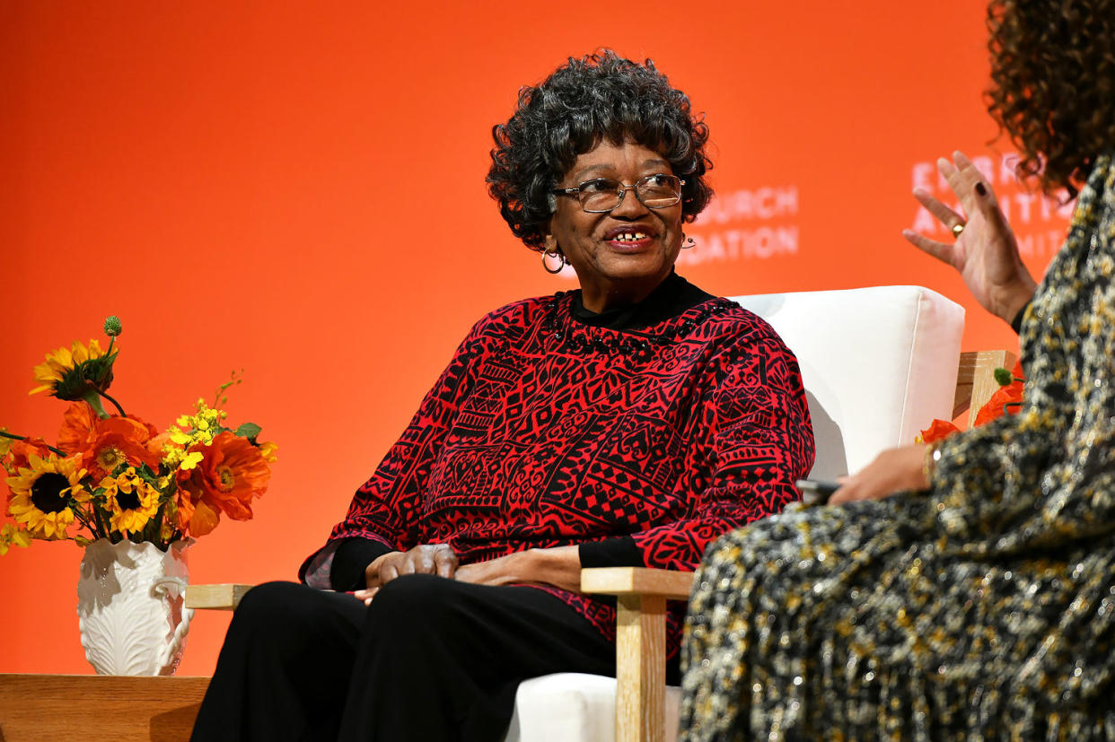Claudette Colvin, Civil Rights Activist, speaks at the Embrace Ambition Summit by the Tory Burch Foundation. (Craig Barritt / Getty Images)