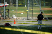 <p>A police officer mans a shooting scene after a gunman opened fire on Republican members of Congress during a baseball practice near Washington in Alexandria, Virginia, June 14, 2017. (Photo: Joshua Roberts/Reuters) </p>