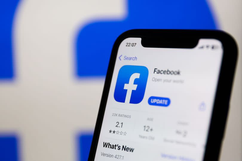 Facebook on App Store displayed on a phone screen