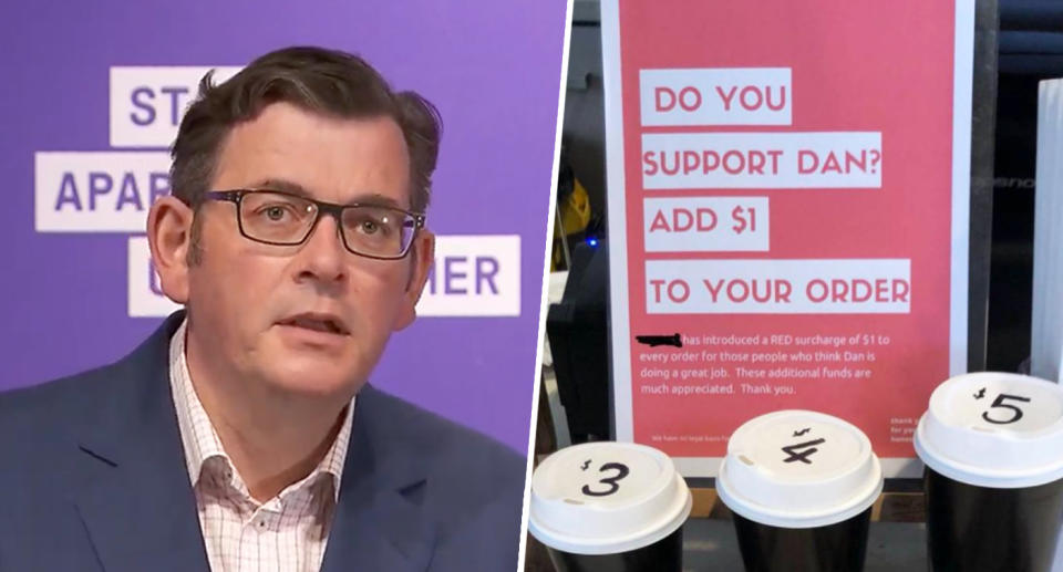 Dan Andrews says he wasn't offended by a café surcharge for his supporters. Source: ABC/ Reddit