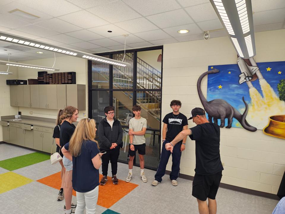 Travis Aucoin tells Thibodaux teens about old skateboarding stories at the Lafourche Parish Thibodaux Library, April 25. It was during a Thibodaux Skate Space meeting, where Aucoin met to tell the group how to advocate for a skatepark in their city.