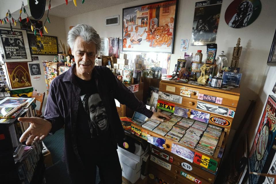 Marley scholar Roger Steffens at his Los Angeles home, where Marley materials fill seven rooms.