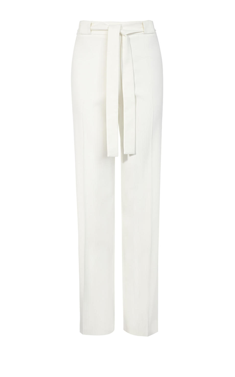 <p>Trousers must be full-length, that means no cheeky cropped trousers or stylish ankle grazers gals. We love these classic white wide leg trousers. <i><a rel="nofollow noopener" href="http://www.karenmillen.com/gb/womens/clothing/trousers-and-jumpsuits/py084-modern-event-tailoring/015472.html?dwvar_015472_color=76&position=2#q=trousers&start=2&categoryID=null" target="_blank" data-ylk="slk:[Karen Millen, £180];elm:context_link;itc:0;sec:content-canvas" class="link ">[Karen Millen, £180]</a></i></p>