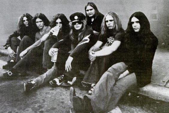 On October 20, 1977, members of Lynyrd Skynyrd, pictured in this December 8, 1975, advertisement in Billboard, were killed in the Mississippi crash of a plane chartered by the rock band. File Photo courtesy MCA Records