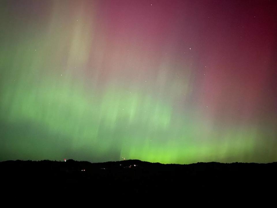 The norther lights in Idaho, from Bogus Basin Road in Boise, on Friday, May 10, 2024.