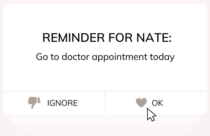 Notification reminder for a doctor's appointment displayed on a screen