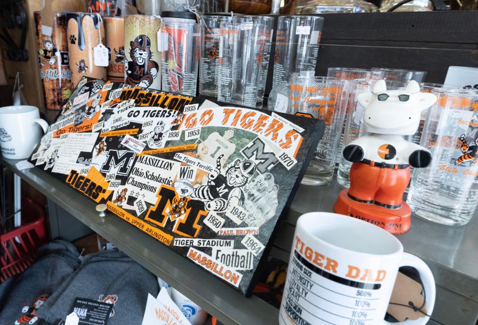 The Backroad Gypsy Oddities & Collectibles store also has an offering of Massillon Tigers football merchandise for sale.