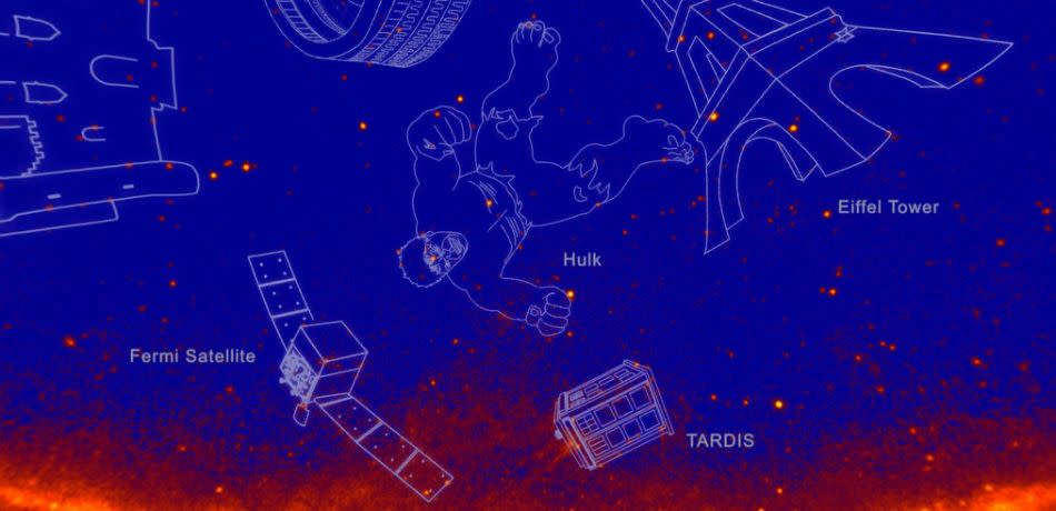 Image of the new unofficial constellations released by NASA to celebrate the 10th anniversary of the Fermi Gamma-Ray Space Telescope.