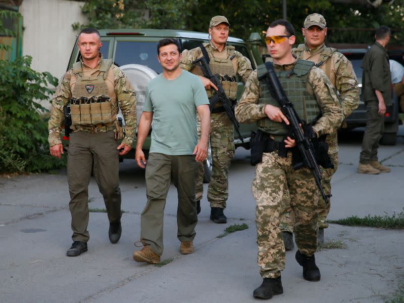 FILE PHOTO: Ukraine's President Volodymyr Zelenskiy visits the frontline in Donetsk Region