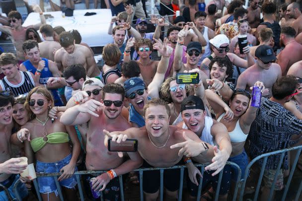 PHOTO: In this March 8, 2022, file photo, audience members are shown during the DJ Irie concert during Spring Break in Cancun, Mexico. (Thaddaeus McAdams/Getty Images, FILE)