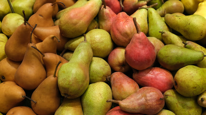 Assorted varieties of pears
