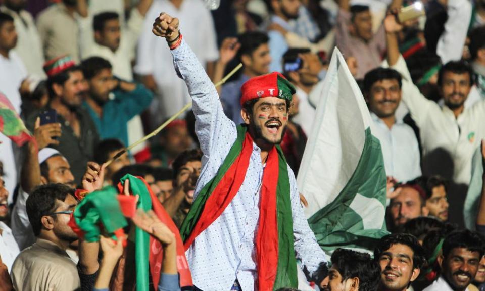 Supporters of Imran Khan at a rally in Multan