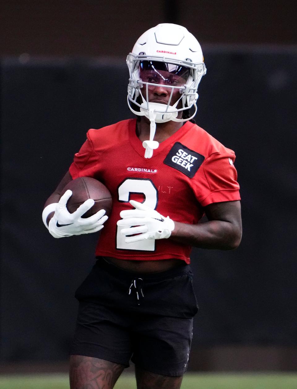 Jul 26, 2023; Glendale, AZ, USA; Arizona Cardinals wide receiver Marquise Brown (2) during training camp at State Farm Stadium. Mandatory Credit: Rob Schumacher-Arizona Republic