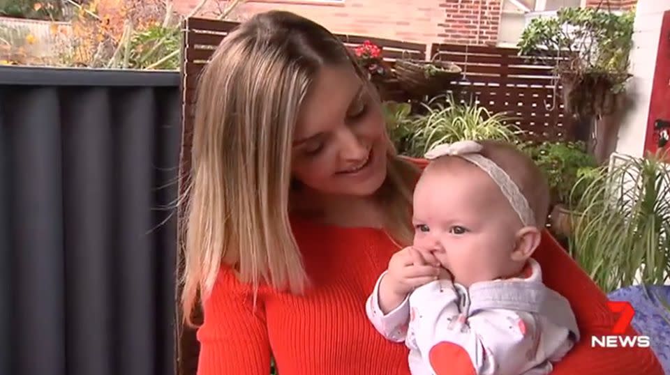 Liz McLaughlin gave birth to little Ivy in January. Source: 7 News