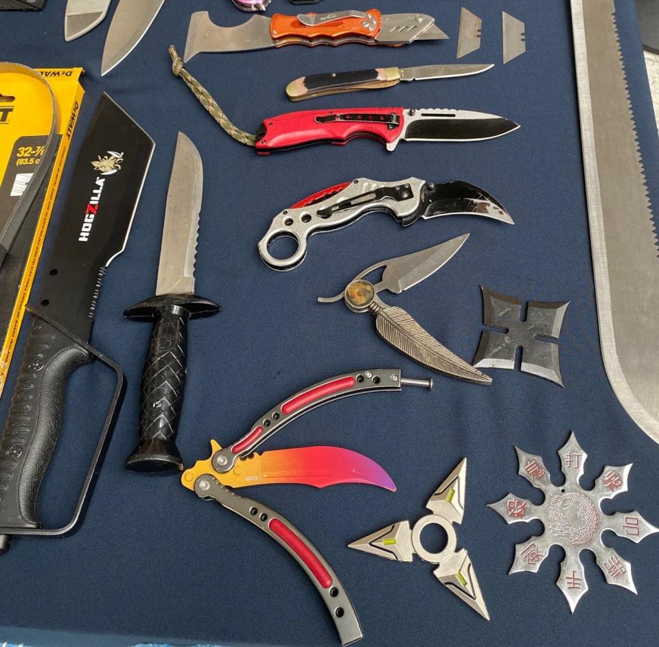 Machetes, switchblades and martial arts throwing stars have also been collected in recent months by officers at Jacksonville International Airport's screening station.