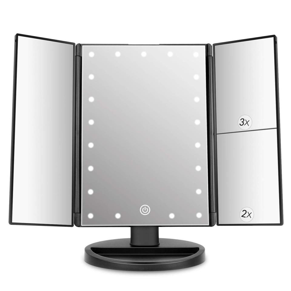 10) Tri-Fold Lighted Vanity Mirror