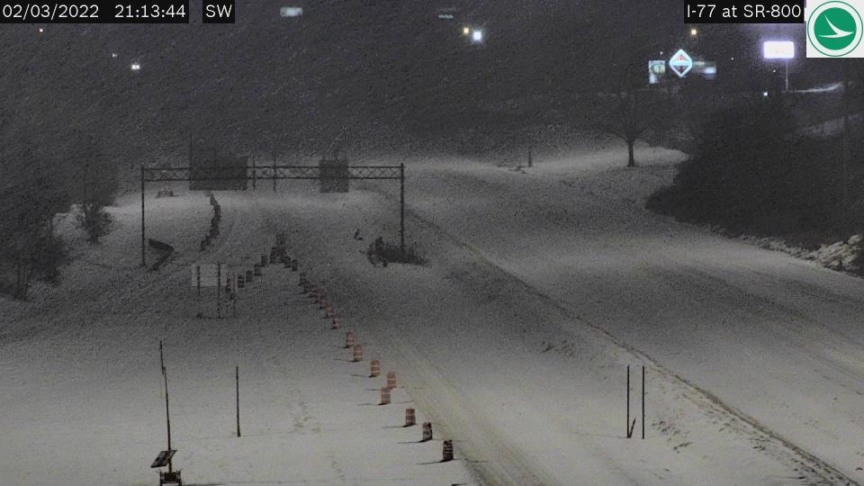 An Ohio Department of Transportation camera looking at Interstate 77 near State Route 800 in Canton at 9:13 p.m. Thursday.