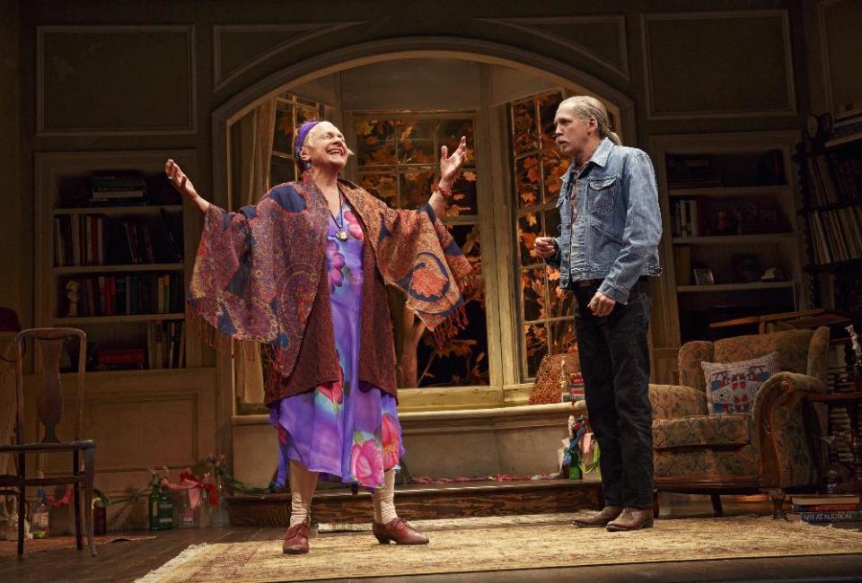 This image released by Polk & Co., shows Estelle Parsons, left, and Stephen Spinella during a performance of "The Velocity of Autumn," at the Booth Theatre in New York. (AP Photo/Polk & Co., Joan Marcus)