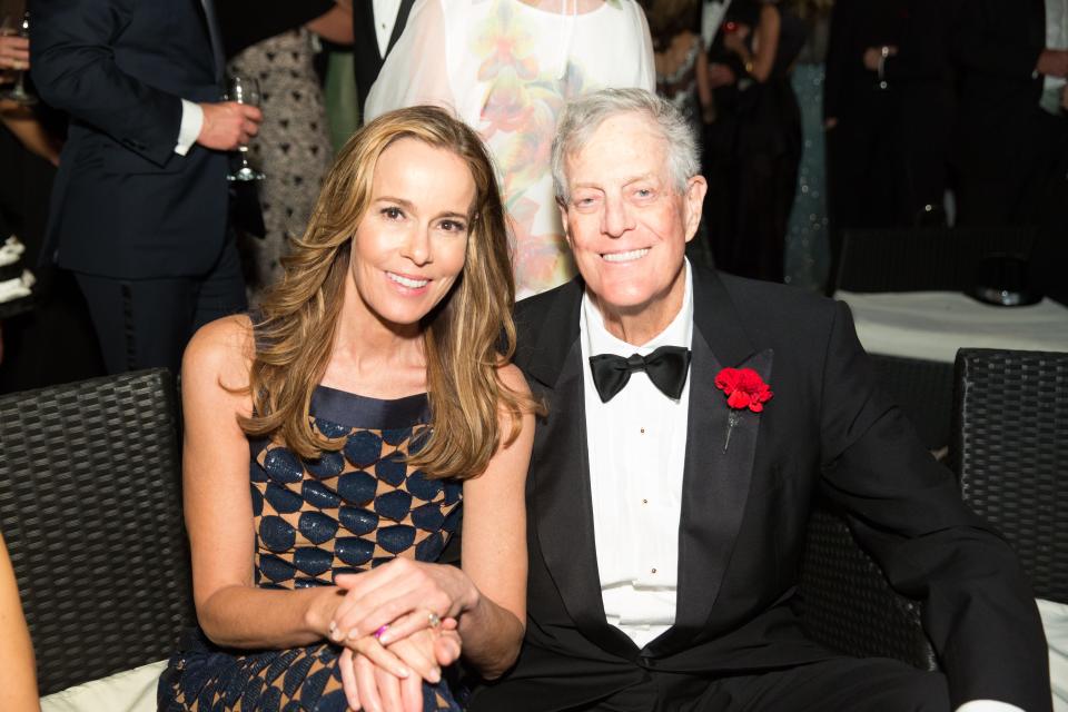 The David H. Koch Foundation gave $5 million to the Cox Science Center & Aquarium for its capital campaign. David Koch, pictured in 2017 with his wife, Julia, died in 2019.