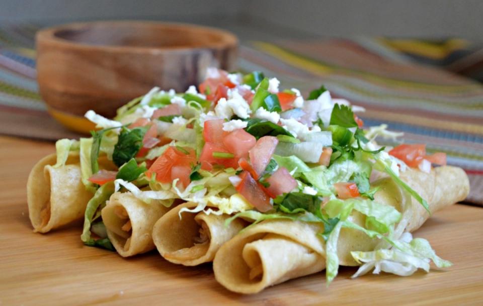 <p>My Latina Table</p><p>These Mexican Style Chicken Flautas are the perfect treat. Get the recipe <a href="http://mylatinatable.com/mexican-style-chicken-flautas/" rel="nofollow noopener" target="_blank" data-ylk="slk:HERE;elm:context_link;itc:0;sec:content-canvas" class="link ">HERE</a>.</p><p><strong>Related: <a href="https://www.yahoo.com/lifestyle/85-creative-margarita-recipes-making-213113255.html" data-ylk="slk:Best Margarita Recipes;elm:context_link;itc:0;sec:content-canvas;outcm:mb_qualified_link;_E:mb_qualified_link;ct:story;" class="link  yahoo-link">Best Margarita Recipes</a></strong></p>