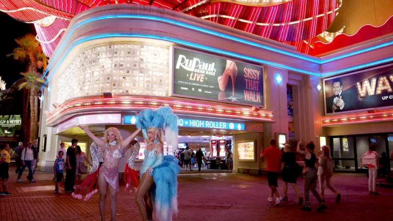 Derrick Barry and Pangina Heals walk the strip. Photo courtesy of World of Wonder