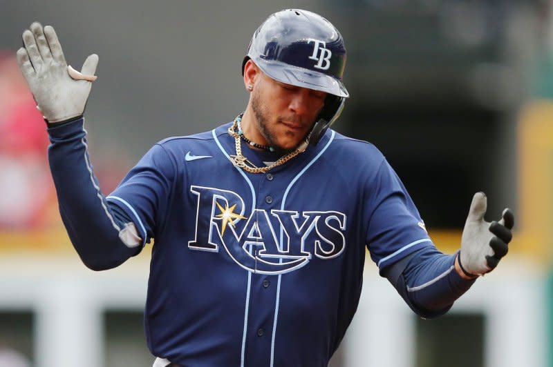 Tampa Bay Rays outfielder Jose Siri was ejected in the eighth inning of a loss to the Milwaukee Brewers on Tuesday in Milwaukee. File Photo by Aaron Josefczyk/UPI