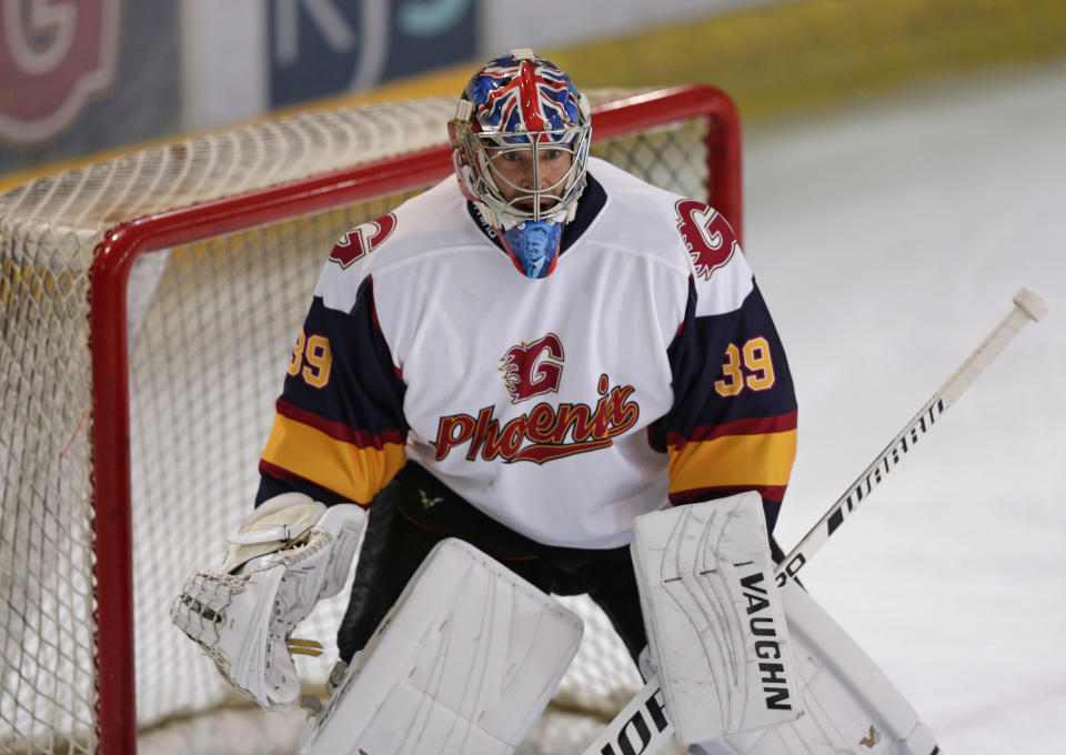 GUILDFORD, ENGLAND - OCTOBER 13: Petr Cech of Guildford Phoenix during the match between Guildford Phoenix and Swindon Wildcats on October 13, 2019 in Guildford, England. (Photo by Henry Browne/Getty Images)