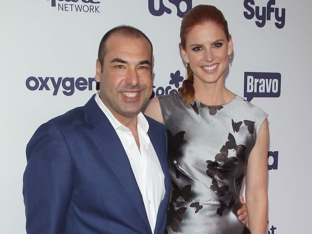 <p>Jim Spellman/WireImage</p> Rick Hoffman and Sarah Rafferty attend the 2014 NBCUniversal Cable Entertainment Upfronts