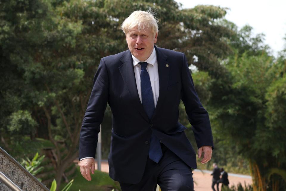 Prime Minister Boris Johnson, pictured in Rwanda on Saturday, has alarmed his Tory critics further (PA Wire)