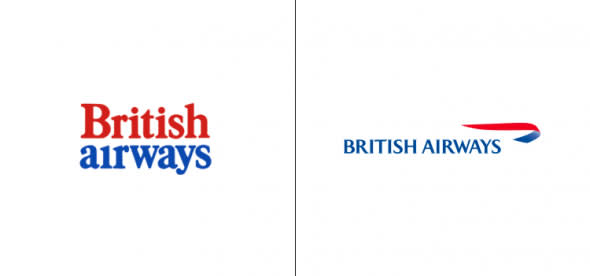 British Airways – O logotipo da British Airways foi desenhado pela empresa Negus & Negus, em 1973, quando a companhia aérea fundiu-se com a BOAC. (Observe o ponto em falta por cima do i.) A British Airways lançou sua marca atual em 1997 para promover uma nova imagem de acordo com as suas diretrizes internas. (Foto: Stocklogos.com)