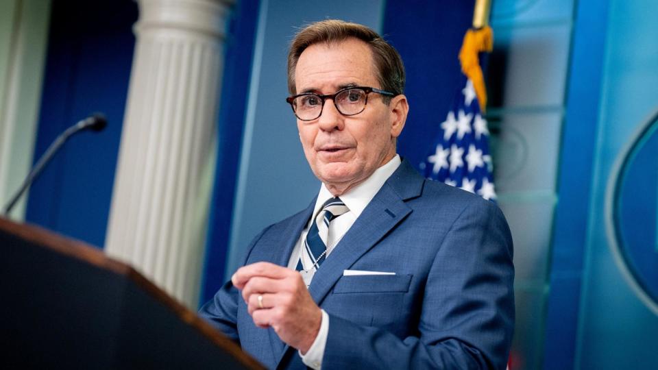 PHOTO: White House national security communications adviser John Kirby speaks during a news conference in the Brady Press Briefing Room at the White House on July 25, 2024 in Washington, DC. (Andrew Harnik/Getty Images, FILE)